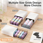 Underwear Organizer Drawer, 1 Cell Plastic Sock Underwear Storage Drawer, Stackable Closet Organizers and Storage Box for Bra