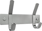 Small Coat Rack Wall Mount – Brushed Nickel 6 Inch Stainless Steel Hook Rail with 2 Heavy Duty Double Coat Hooks – Wall Mount