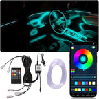 Car Led Lights Interior, Smart APP Control RGB Ambient Lighting Car, 64 Color 28 Modes Voice Activated LED Fiber Optic Strip, 12V USB Powered Car Led Strip Lights