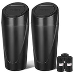 Car Trash Can, 2 Packs Mini Car Trash Bin with Lid, Leakproof Cup Holder Car Garbage Can with 60 Trash Bags, Vehicle Front Back Seat Organizers and Storage for Car, Home, Office, Black