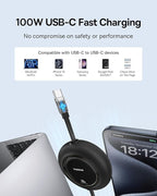 Baseus USB C Cable, 100W 2-Pack 6.6ft Retractable USBC to USBC Fast Charging Cable, 7-Stage Length Preset Retractable Type C 
