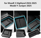 3 Piece Center Console Organizer Tray for Tesla Model 3 Highland 2024 2025 Model Y Juniper 2025 Armrest Storage Box Tesla Interior Accessories