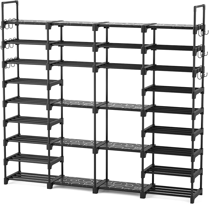 ROJASOP Large Shoe Rack Organizer for Entryway Closet 64-68 Pairs 9-Tier Heavy Duty Tall Garage Shoe Rack Shoe Shelf Shoes St
