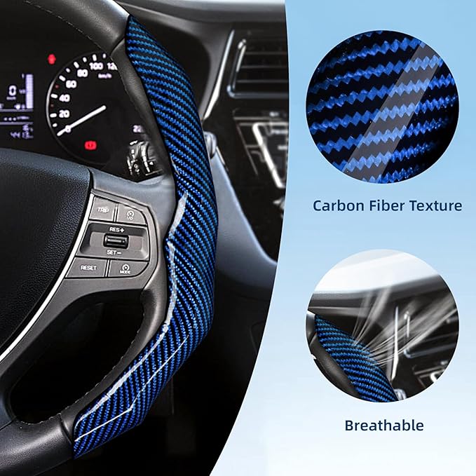 Carbon Fiber Steering Wheel Cover with Anti-Slip Lining and Segmented Design 2pcs Universal Steering Wheel Protector for Men 