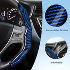 Carbon Fiber Steering Wheel Cover with Anti-Slip Lining and Segmented Design 2pcs Universal Steering Wheel Protector for Men 