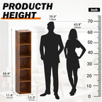 Cube Storage Organizer, 5 Cube Retro Bookshelf, Freestanding 5 Tier Open Shelf, Rustic Brown Retro Shelves for Home Office, B