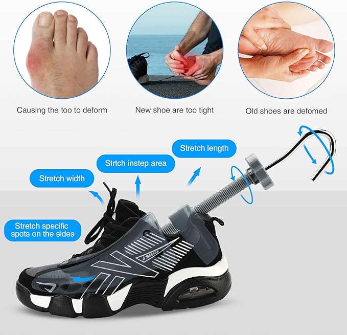 eachway Shoe Stretcher, Shoe Trees Adjustable Length & Width for Men (M for M's Us6.5-10; Wm's Us10-13.5) Grey