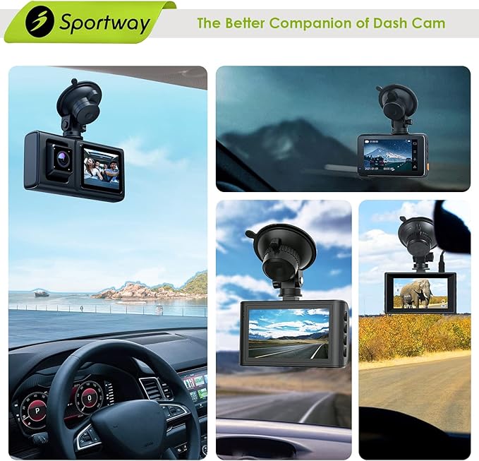 Sportway S504 Suction Cup Dash Cam Mount Holder (5th Gen) with 4pcs 360 Rotating Joints for Apeman Ssontong Biuone iZEEKER HaHoco and Most Other Car Dash Cameras