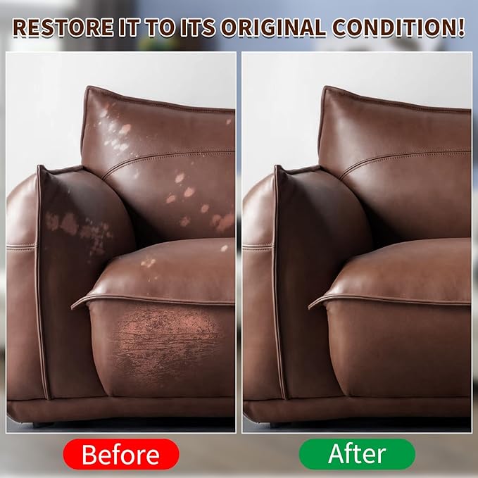 Medium Brown Leather Recoloring Balm,Leather Couch Scratch/Stain Remover,Leather Repair kit for Vinyl Furniture and Car Inter