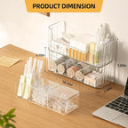 PAVSTINE 2-Tier Stackable Medicine Cabinet Organizer, Narrow Bathroom Makeup Organizer with Lipstick Holders & Cotton Swab Ca