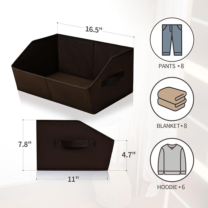 Homsorout Closet Baskets for Shelves Trapezoid - Decorative Storage Baskets with Handle, Closet Bins for Organization, Shelf 