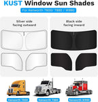 KUST Full Coverage Window Shades for Kenworth T680 T880 W990 (All Years) Accessories, Window Cover UV Block Privacy Protection Keep Your Car Cool Easy Install Full Set 3PCS