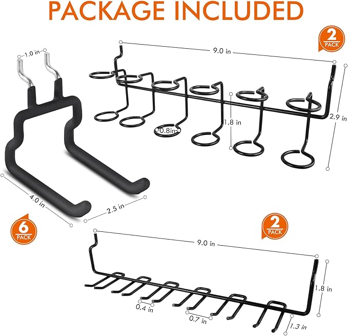 LIGHT DUST Utility Heavy Duty Pegboard Hooks - 10Pack Peg Board Accessories for Hanging Tools Fit 1/4" Peg Holes - Pegboard O