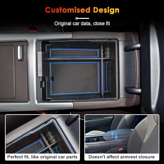 for 2024 Hyundai Palisade Center Console Organizer Tray for 2023-2025 Palisade SE/SEL/XRT/Limited/Calligraphy Armrest Box Secondary Storage Glove Box Insert Accessories (23-25 Palisade Blue Trim)