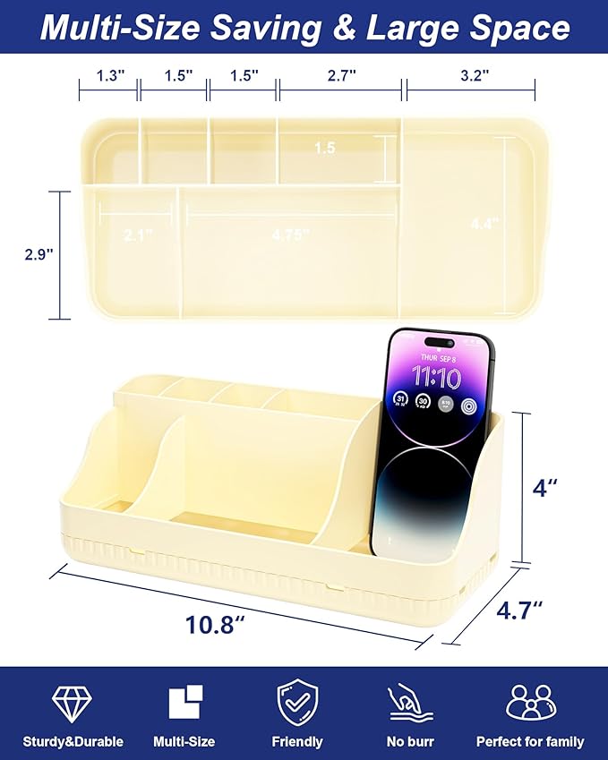 Bathroom Counter Organizer and Storage, 7 Slots Detachable Toothbrush Holders for Bathrooms, Anti-Slip Electric Toothbrush an