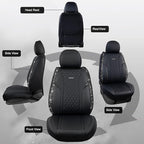 CAR PASS Nappa Leather Seat Covers Front,Black Diamond Bling Car Seat Covers Front Seats Luxury Padded Waterproof,Universal F