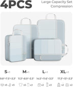Percover Compression Packing Cubes 4-Piece Set, Packing Cubes Compression for Travel with Label Pockets, Travel Organizer for
