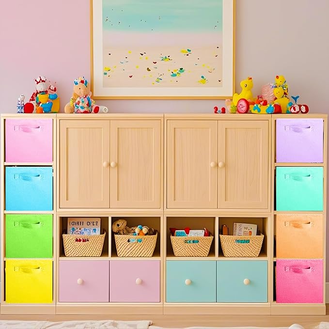 ShellKingdom Storage Bins, Foldable Fabric Storage Cubes And Cloth Storage Organizer Drawer For Closet And Toys Storage, 8 Pa