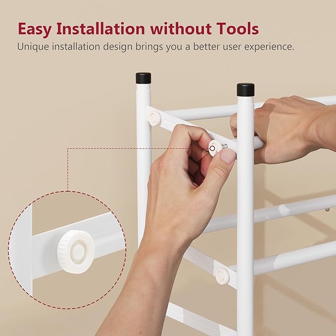Tajsoon Expandable Shoe Rack for Closet 3 Tier, 28“-41“Adjustable & Stackable Shoe Shelf Storage, Metal Shoe Rack Organizer f