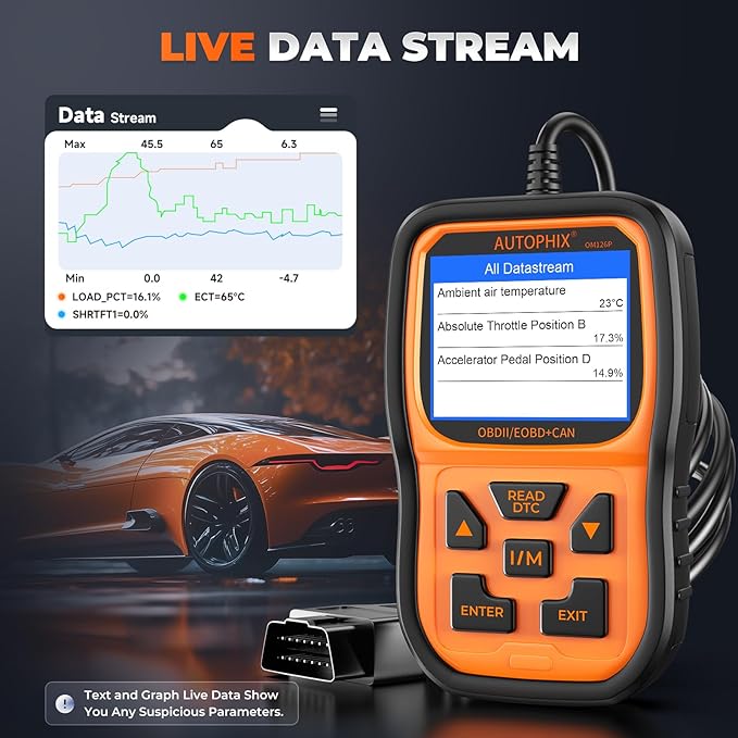 AUTOPHIX OM126P OBD2 Scanner, Check Engine Light Code Reader, Car Code Scanner for Automotive Diagnostic, Read & Clear Fault
