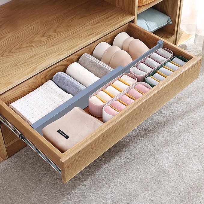 ANTOWIN Bamboo Drawer Dividers Organizers, Expandable Drawer Separators Splitter,17-22 inches Long Adjustable Spring-loaded O