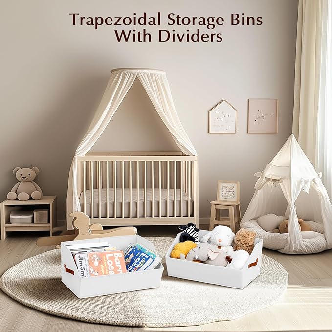 Homsorout Closet Organizers and Storage Bins - 6 Pack Collapsible Divided Trapezoidal Cube Storage Bins Baskets with Orange H