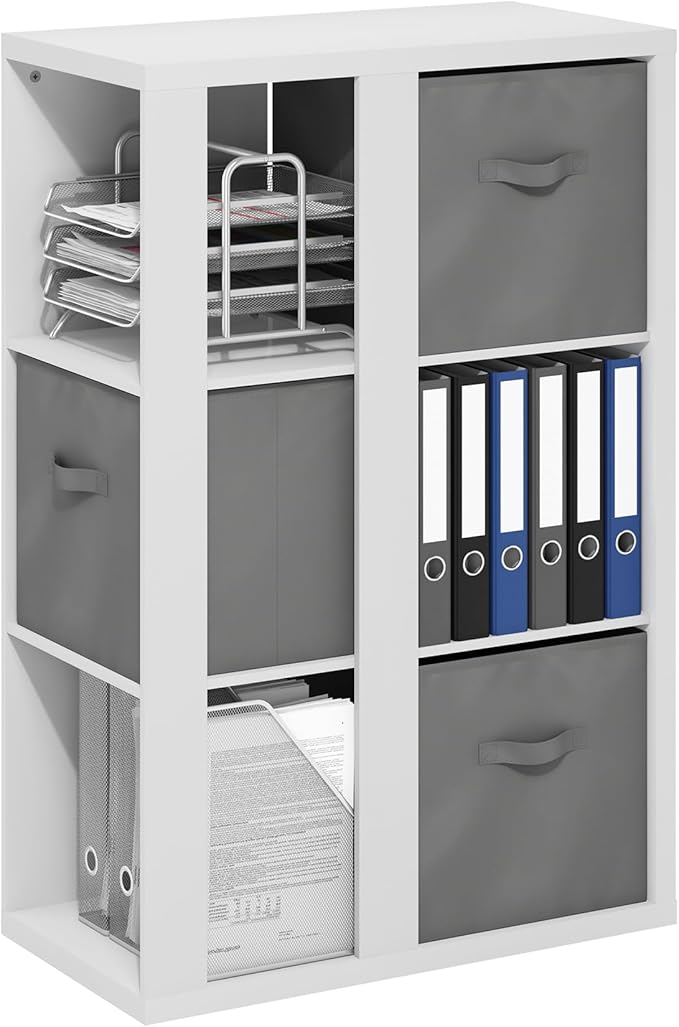Furinno Viola Book Shelf, 3-Tier Bookshelf, Cube Storage Organizer Bookcase with Open Shelf, with Storage Bins, 13.6 x 29.3 x