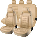 CAROMOP Faux Leather Car Seat Covers Full Set,Luxury and Comfortable Covers for Cars,Split Bench Compatible Car Interior Cove