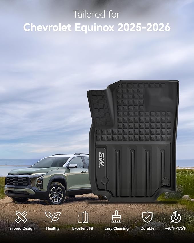 3W Floor Mats & Cargo Liner & Seat Back Mat 2025-2026 for Chevrolet Chevy Equinox/GMC Terrain (Not for Equinox EV), All Weather TPE Custom Fit Floor Mats, Car Mats Full Set for Equinox/Terrain