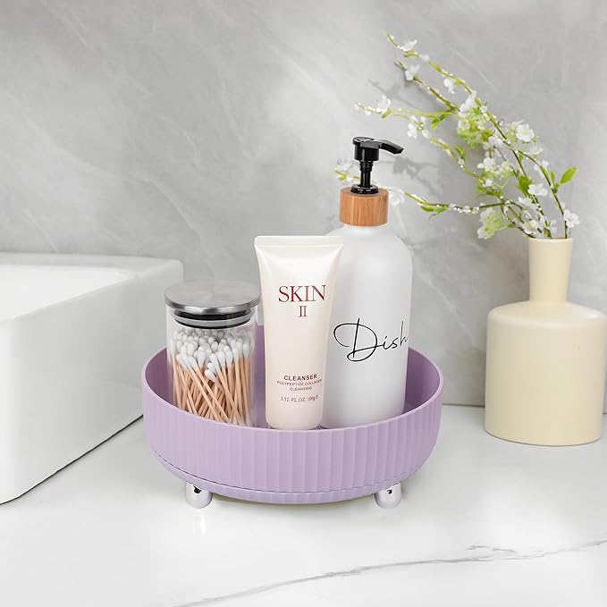 Anyoifax Makeup Perfume Organizer Tray 360 Degree Rotating Lazy Susan Skincare Lotion Organizer Spinning Cosmetics Storage fo
