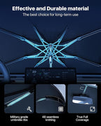 Windshield Sun Shade Umbrella – Custom-Fit for Model 3 (2017–2025), Vinyl Coating Heat Shield, 99% UV Blocking, Protects Touchscreen & Interior, Ice Crystal Cooling Material