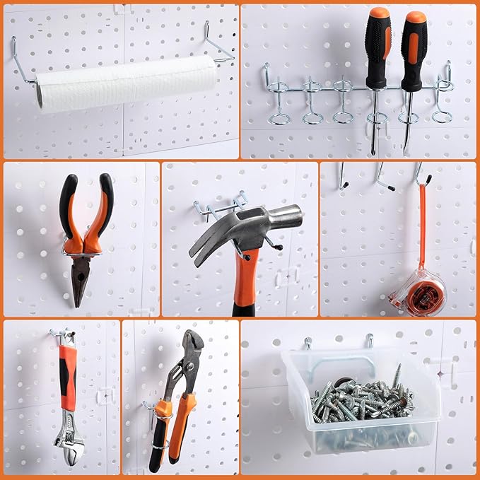Zubebe 106 Pcs Pegboard Hooks Assortment with Bins, Pegboard Accessories Organizer Kit Include Bins with Hooks and Loops Pape