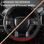 GIANT PANDA Car Steering Wheel Cover for Ford F150 F250 F350 Expedition 15.5-16 inches - Red