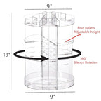 Cq acrylic Rotating Makeup Organizer,Adjustable Spinning Skincare Organizer for Vanity,Countertop,Clear Rotating Perfume Orga