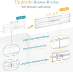 Vtopmart 12 Pack 4" Regular Upgrade Drawer Dividers for Clothes, 12.8"-22.3" Expandable Dresser Drawer Organizer, Clear Plast