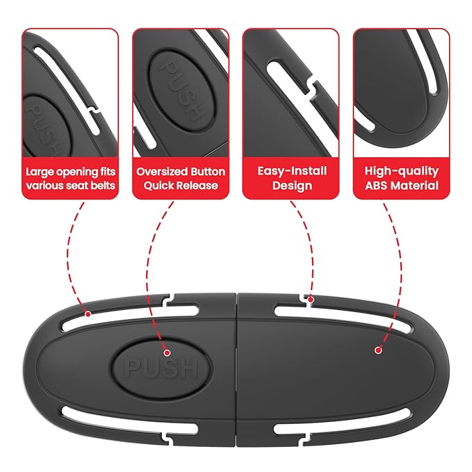 Universal Child Car Seat Chest Harness Clip – Kids Seat Belt Adjuster & Anti Escape Buckle Guard, Child Safety Car Seat Belt 