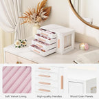 HOOBRO Jewelry Box for Women, Wooden Jewelry Organizer with Transparent Window, 4-Layer Jewelry Organizer Box, Jewelry Holder