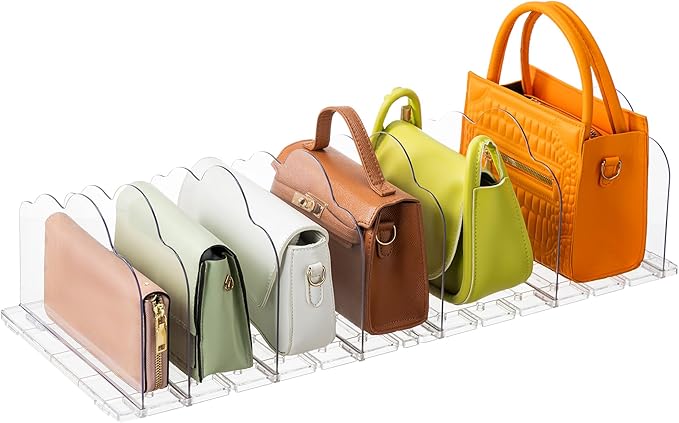 AENTGIU Purse Organizer for Closet, 2 Pack Adjustable Shelf Dividers for Handbag Storage, Transparent Handbag and Purse Stora