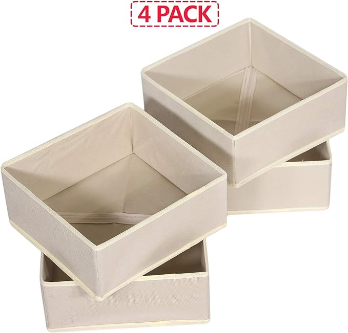 DIOMMELL 4 Pack Foldable Cloth Storage Box Closet Dresser Drawer Organizer Fabric Baskets Bins Containers Divider for Clothes