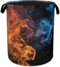 Red Blue Fire Laundry Basket Collapsible Laundry Hamper, Oxford Cloth Storage Bin for Room/Bathroom/Bedroom/Dormitories 16" X