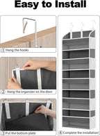 TAHAVICE 1 Pack Over The Door Organizer Storage, Hanging Organizer Closet with 5 Large Pockets 10 Mesh Pockets, 44 lbs Weight