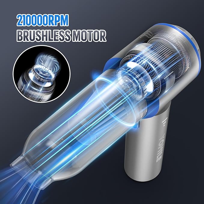 Mini Vacuum Cleaner, 2 in 1 27000PA Brushless Car Vacuum &250000RPM Air Duster 9000mAh Battery Air Blower Wireless Handheld V