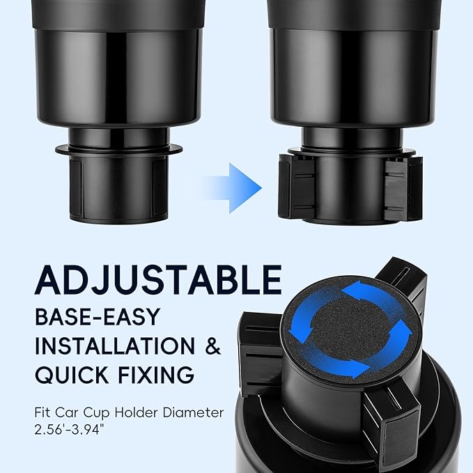 RAYMYLO Car Cup Holder Expander with Adjustable Base, Cup Holder Insert for Car Compatible with Most 32/40 Oz Water Bottles 1