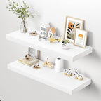 Dreamland 40" Floating Shelves for Wall, 12" Deep Thicker White Floating Shelves, Wall-Mounted Shelves for Bedroom, Living Ro