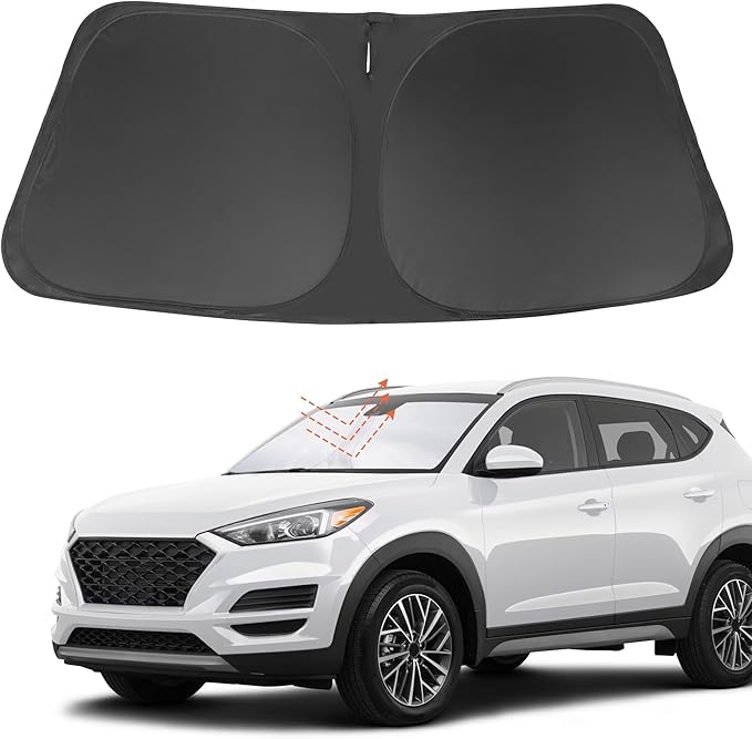 Front Windshield Sun Shade Foldable Car Front Window Sun Shade Windshield Shade Custom Fit for 2016-2021 Hyundai Tucson Block UV Rays Car Accessories Heat Keep Cooler