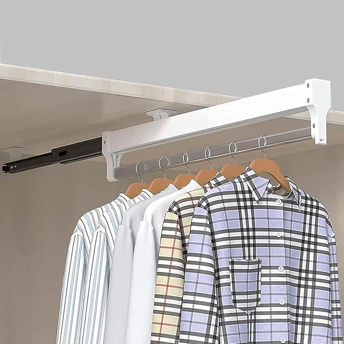 Pull Out Clothes Rail Extendable Pull Out Closet Rod - Wardrobe Pull-Out Trousers Rack, Extendable Closet Rod, Pull Out Cloth