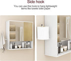 Bathroom Wall Cabinet With Mirror,wall mounted bathroom cabinet,Medicine Cabinet with 2 Door ,Side Hook,Light and Adjustable 