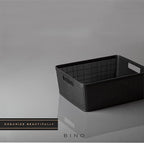 BINO | Woven Plastic Basket | Medium (Black), 4-Pack | THE JUTE COLLECTION | Home Organization, Space - Saving Storage, Styli