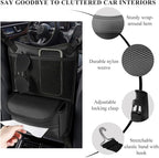 Car Organizer Storage Between Seats, Leather Large Capacity Automobile Handbag Hanging Store Content Bag, Auto Console Organizer Holder for Snack Phone Document Storages, Car Accessories (Black)