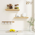 Dreamland Floating Shelves, 20Inch Rustic Wooden Wall Shelves for Bathroom|Bedroom|Kitchen, 2 Pack Deep Wall Mounted Book She